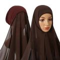 Ready-to-Wear Chiffon Georgette Hijab with Stitched Jersey Cap - Pinless, Instant Style for Women. 