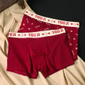 Wedding Red Underwear Men's Underwear Love Wife New Men Wedding Wine Red Birth Year Four Corners Shorts Tide. 