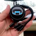 Mini Portable Car USB Charging Adapter Phone Charger 3in1 Cable for Geely EMGRAND Atlas Coolray EC7 EC8 GS GC2 GC5 GC6 GC7 GX2. 