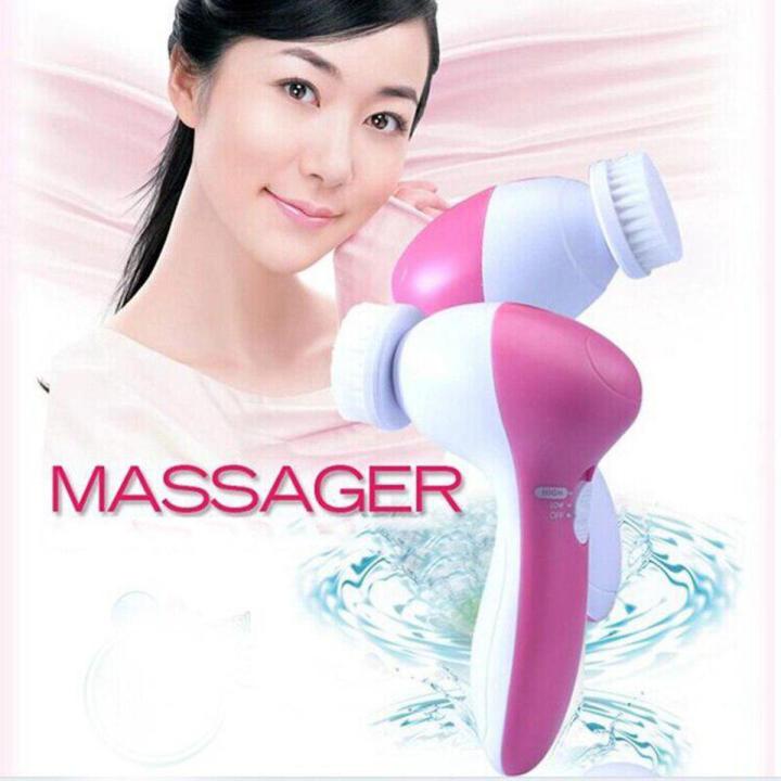 5 in 1 Electric Cleanser for Facial Face Massager Machine Facial Cleansing Brush Beauty Device Scrubber Beauty Care Brush for Removing Blackhead Exfoliating and Massaging Beauty Tool