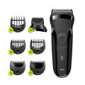 Braun Series 3 Shave&Style 300BT shaver with trimmer head and 5 combs, black. 