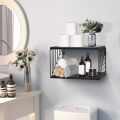 DHUDHI Floating Nightstand Modern Black Wall Mounted Nightstand 2-Tier Floating Wall Shelf Floating Shelves for Wall in Bedroom, Living Room, Bathroom, Kitchen, Office, (1 Pcs). 