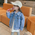 Girls' Jean Jacket Spring and Autumn Korean Style Kids' Jacket2022New Western Style Top Smiling Face Middle And Big Children Little Girl. 