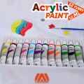 Acrylic Color Set 12 Colors 12 ml Water Based Acrylic Paint, QIAN SE BABY Acrylic Paint 12 Tube Set - 12ml. 
