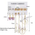Kpop Gold Plated Silver Color Asymmetric Acrylic Pearl Butterfly Earring For Women Female Pendant Stud Earrings Kpop Jewelry Kit. 