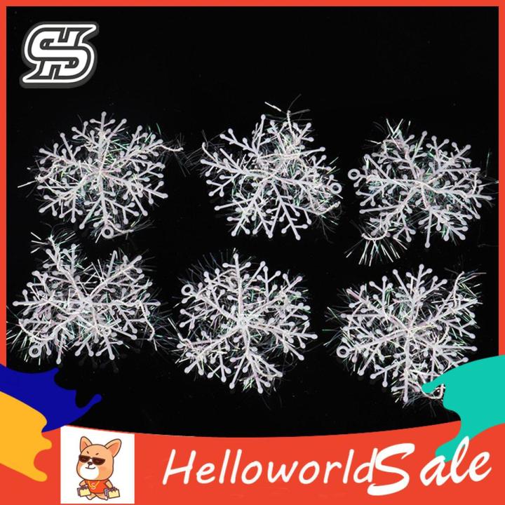 HelloWorld Christmas Snowflake Glitter Xmas Party Decoration Snow Flake Pendant
