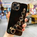 COROGI for iPhone 13 Mini Back Cover with Love Heart Bracelet Luxury 6D Plating Frame Shiny Chain Cases Soft Silicone Square Protective Mobile Phone Case for Girls Boy. 
