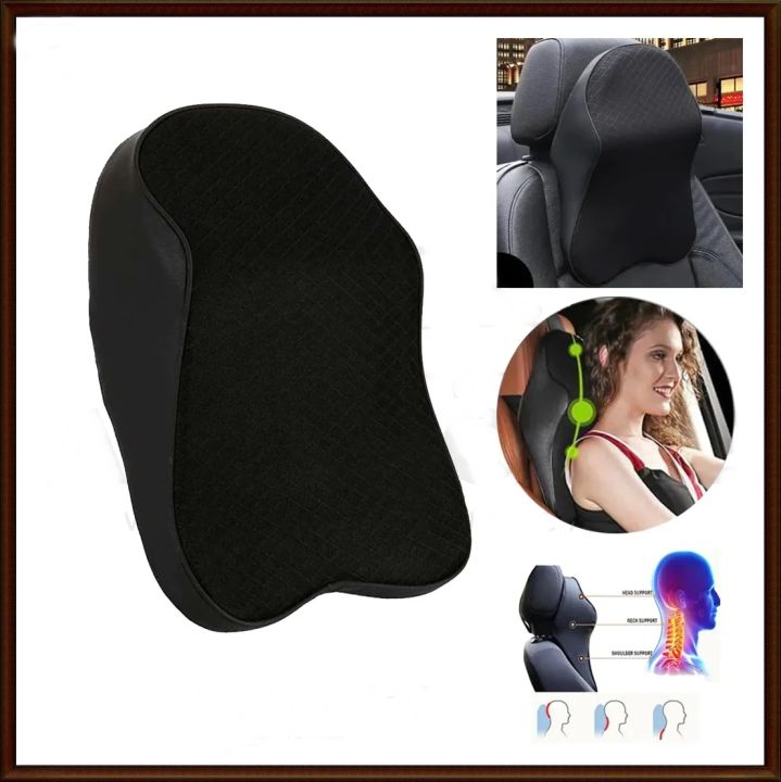 PU Leather Car Neck Pillow 3D Memory Foam Headrest Car Seat Neck Pillow Waist Back Rest Lumbar Cushion