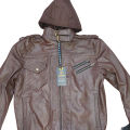 Brown Leather Bomber Style Leather Jacket with Hoodie: Baseball Jacket For Men - Ultimate Style and Comfort. 