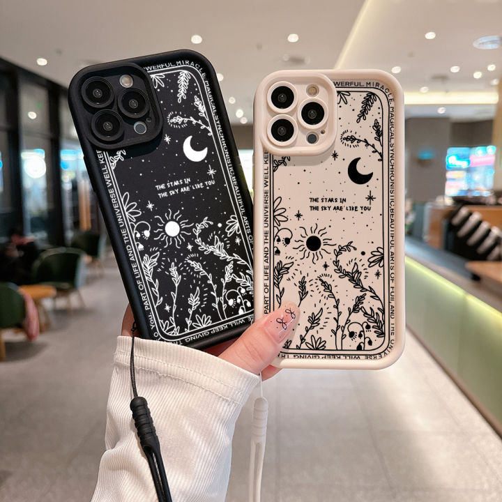 Moon S98 4G 58 A72 A55 A53 A54 A38 AOPPO A5 A7 A16 A17 A74 A76 A78 A94 A5G Phone Case with Hand Strap Deluxe Fresh tar Phone Case