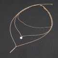 New Women Fashion Gold Color 3 Layers Chain Necklace Hollow Out Triangle Long Pendant Necklaces Jewelry. 