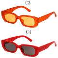 European American Classic Squares Women Sun Glasses Lady Retro Fashion Shading Eyewear Sunglasses for Delicate Women Outdoor Rectangular Small Frame Colorful Transparent Orange Sunglasses. 