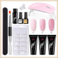 Poly Nail Gel Set 6W Led Lamp Full Manicure Set Quick Extension Nail Kit Gel Builder Polygels Set For Nails Nail Tool Kit 8Pcs/Set Nail Art UV Quick Extension Nail Kit Glitter Poly UV Builder Gel Nail Tip Color Nail Tip French Nail Tip Form DIY Manicure. 