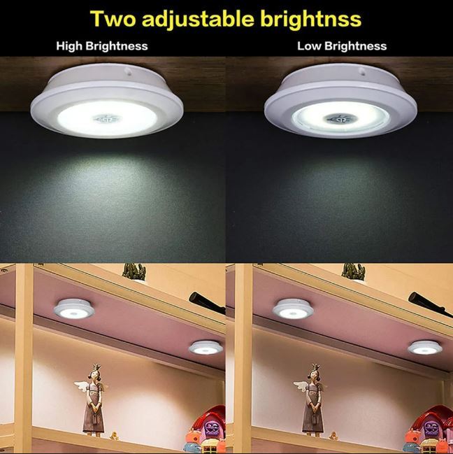 Wireless LED Under Cabinet Light Bedroom Lights with Remote Control 3W Super Bright Cob Under Cabinet Light LED Wireless Remote Control Dimmable Wardrobe Night Lamp LED Lights, Storage Rooms, Kitchens (Batteries Not Included) (Pack of 3)