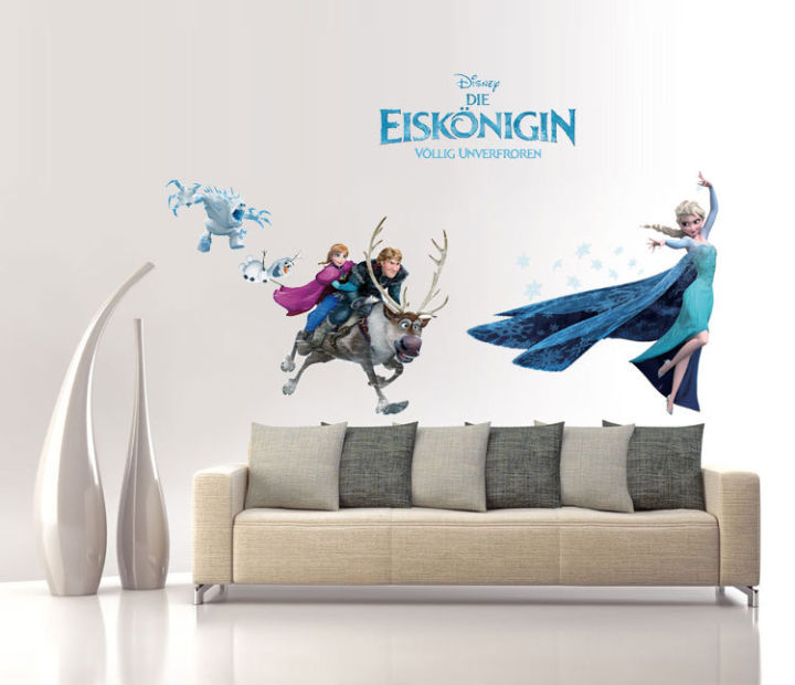 Frozen Wall Sticker for Kids room Elsa Anna Disney Wall Decor for Girls Self Adhesive Graphic Wall Art