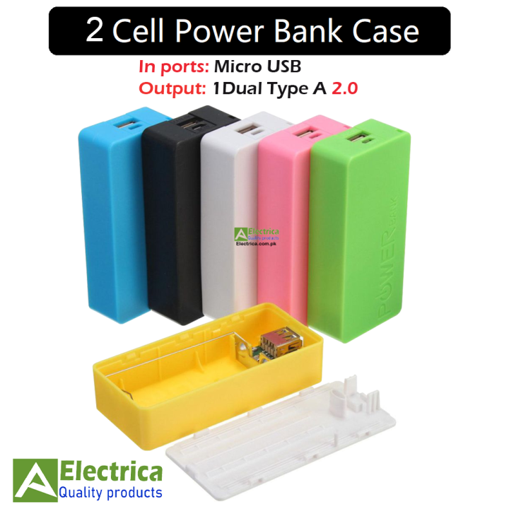 Power Bank Case For 2x 18650 batteries (Batteries Not Included) by Electrica