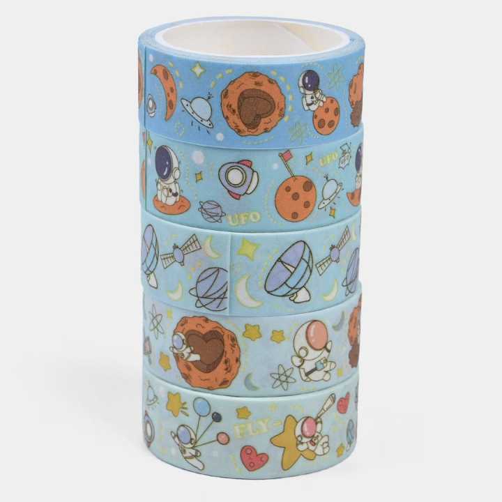 Creative Cute Kawaii Little Astronaut Space Theme Washi Tape Set of 5 Bullet Journal Scrapbook Packing