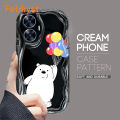 FELMYST for Realme C30 C31 C33 C35 C55 Realme Narzo 50A Prime Back Cover Three Little Bears Cream Texture Wavy Edge Soft Silicone Phone Case. 