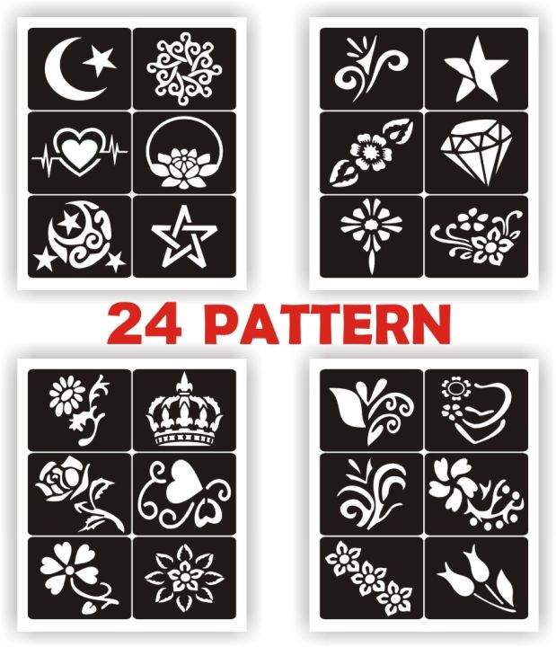 24 Pieces Kids Small Tattoo Stencils  Milti Pattern Temporary Tattoo  Reuseable