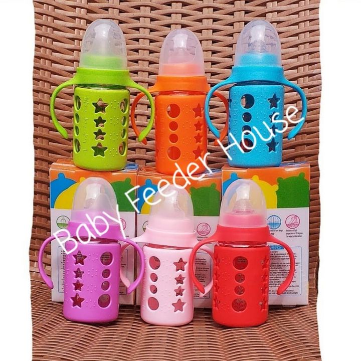 Baby Feeder In Glass With Silicone Rubber Safety Cover 120ml/4oz