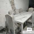 Modern Dining Table Set With 6 Chairs Off White Colour Full Set Orignail Coustumized...... 