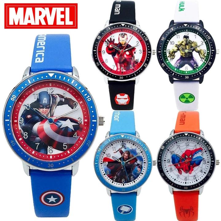 Marvel Avengers Spiderman Watch Iron Man Hulk Cartoon Kids Waterproof Quartz Boy Watch Student Birthday Gift Toys