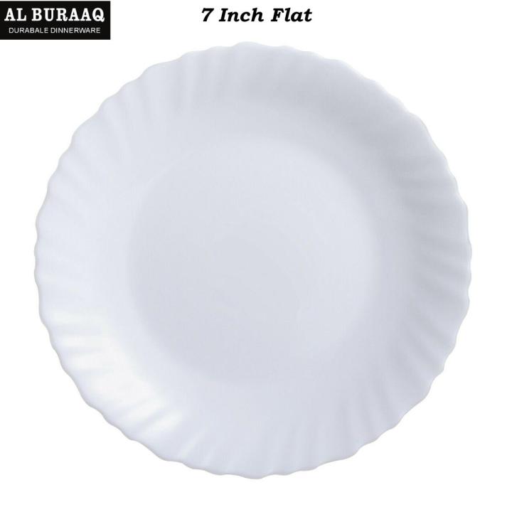 6 Pcs Opal Glass Marble Flat Plate 7 Inch- Desert Plates- In Different Prints