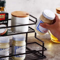 NEW STYLE-Premium Quality 2-Tier Metal Spice Rack for Kitchen-Multipurpose storage rack Organizer-Spice Racks with Spice Jars,Portable Jar Stand,Bathroom Storage Shelf,Shampoo Holder,Makeup Stands!-kitchen and bathroom organizers-black-white. 