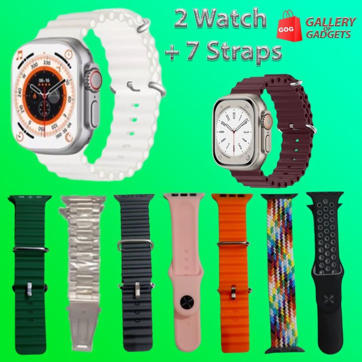 Crown 4+1 / S100 / Ultra 7 in 1 / i30 pro max suit / K700 / Crown 7+2 / Ultra 10 in 1 / Y60 / DT900 / i20 ultra max suit / S10 Ultra 2 / Crown 9+1 / Crown 7+1 - Smartwatch with extra straps - wireless charging smart watch - bluetooth call watch for boys