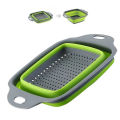 Silicone Food Filter | Plastic Folding Basket / Strainer for Kitchen | Silicone Foldable Drain Basket - Food Drainer with Plastic Base and Handle Vegetable and Fruit Strainers. 