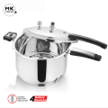 Pressure Cooker | Alpha Stainless Steel Pressure Cooker with 4 Safety Devices – Encapsulated Bottom & Double Bottom Heavyweight Design, Available in 7L, 9L, 12L, 15L Sizes | Export Quality Steel Pressure Cooker with Steamer Jali & Extra Ring. 