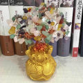 Feng Shui Money Wealth Tree Yellow Citrine Amethyst Crystal Lucky Tree Decor Cologo. 