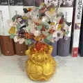 Feng Shui Money Wealth Tree Yellow Citrine Amethyst Crystal Lucky Tree Decor Cologo. 