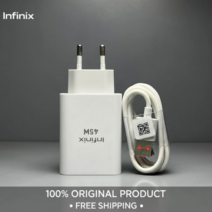 Infinix Original 45W Fast Charger | Original Infinix 45W Fast Charging Adapter with 6A Cable | Box Pulled 45W Power Adaptor for Note 20, Note 30, Note 40, Note 40 Pro 5G, Zero 30, Zero X, Zero X Pro, Zero 20, GT 20, GT 50 Pro, Hot 40