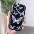 Hontinga for Tecno Spark 20 Pro Back Cover Beautiful Butterfly Cream Texture Phone Case Wavy Edge Soft Silicone Cover. 