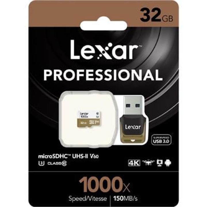 Lexar Professional 1000x 32GB micro SDHC UHS-II Card  Up To 150MB/s Read (LSDMI32GCBNA1000R)