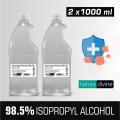 Pack of 2 x 1000 ml (1 Litre) Nature Divine 98.5% Isopropyl Alcohol, IPA Rubbing Alcohol, Hand Rub and General Purpose Antiseptic Disinfectant. 