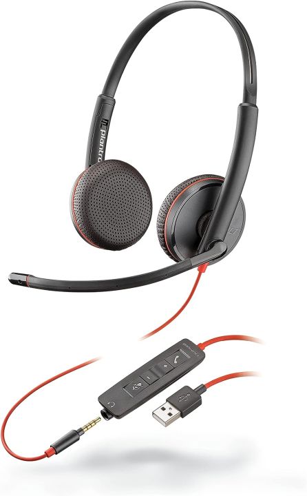 Active Noise Canceling Plantronics Blackwire C3225 C3200 Series USB-A Headset, Stereo Binaural Headset, Wired P/N: 209747-101 (Used A+)