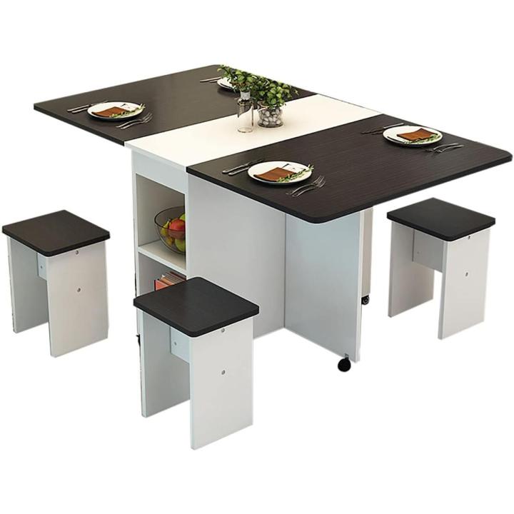 Folding Dining Table, Rectangular Simple Dining Table, Removable and Retractable, for Kitchen Multifunctional Table with 4 chair