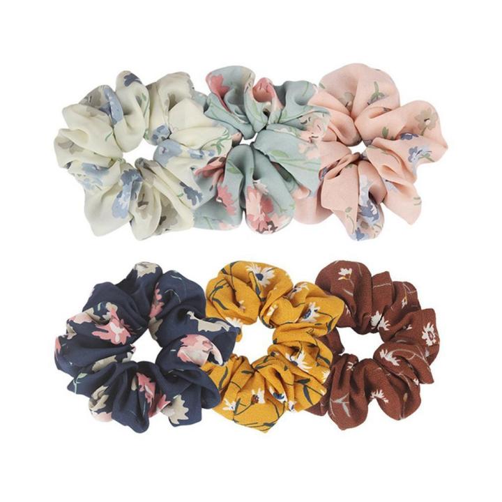 6pcs%20Large%20Women's%20Chiffon%20Flower%20Hair%20Scrunchies%20Hair%20Bow%20Chiffon%20Ponytail%20Hold%20-%20Image%204