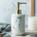 300ml/13 Oz Marble Pattern Ceramic Soap Dispenser/Cup with Golden Pump. 