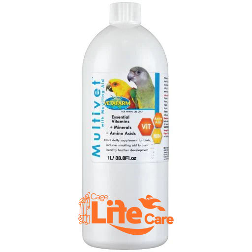 MULTIVET with Moulting Aid in Loose packing for all kind of birds feather multi vitamin imported by vetafarm Australia in Loose packing from 5litter multivet can
