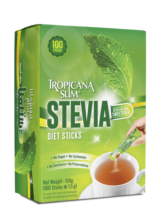 Tropicana Slim Stevia Sweetener Diet Sticks - 100 Sticks Pack
