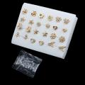 12Pairs Shiny Earring Stud Set Earring For Women Girl Earrings Jewelry. 