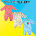 Pack Of 3 Baby Rompers - Newborn Baby Inner Full Sleeves Suit - Newborn Baby Body Suits - Size 0-3 Months - Multicolor. 