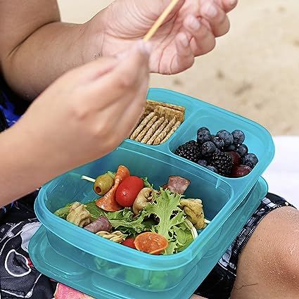 EasyLunchboxes® - Bento Lunch Boxes - Reusable 3-Compartment Food ...