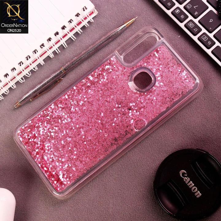 Vivo Y15 Cover - Pink - New Fashion Style Liquid Water Glitter Case