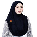 Black Color Soft Stitched Instant Hijab Scarf Stoles For Daily Wear Women. 