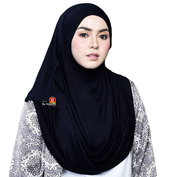 Black Color Soft Stitched Instant Hijab Scarf Stoles For Daily Wear Women