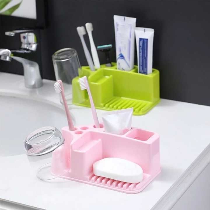Rinsing Toothbrush Soap Holder, Bathroom Drain Holder Storage Box, Multifunctional Rectangular Toothpaste Holder Storage Rack, Toothpaste Toothbrush Soap Rinsing Mug Drainer